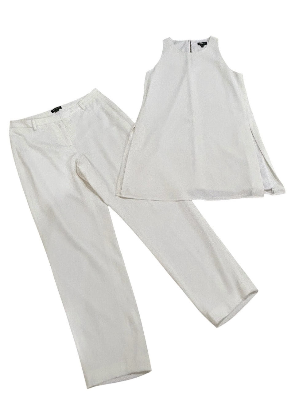 Worth off White Sleeveless Tunic & Straight-Leg Pants lined Set size 8